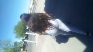 College Latina in gray leggings