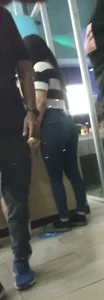 Girl with perfect body and incredible butt in blue jeans [OC]