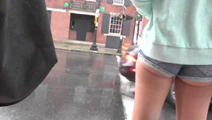 Screenshots from The Epic Blonde video of a girl in shorts and dresses