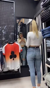 Girl in Tight Blue Jeans With a Sexy Perky Butt Creepshot