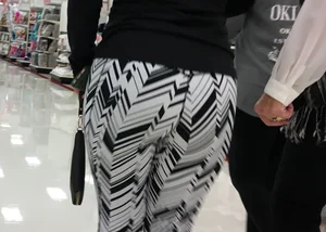 Black and white patterned leggings booty on cute girl at Target
