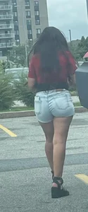 Brunette milf in tight shorts and fuck-me heels