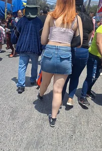 [oc] Beautiful lady with nice legs and sexy denim skirt