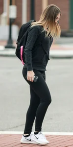 Sexy college babe walking in leggings with a nice ass