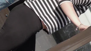 Strawberry blonde cutie showing stomach and in leggings