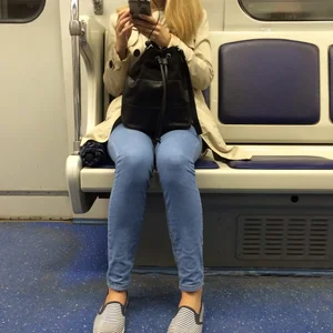 Blonde in Tight Jeans Subway Train Creepshot
