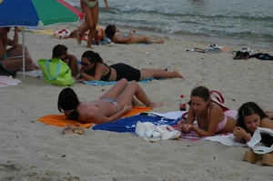 Verna topless beach girls out in the sun