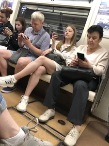 Subway hottie wearing shorts