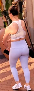 Tight booty white yoga pants..