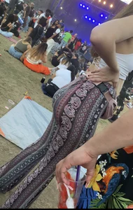 Sexy blonde with flare leggings. Fat ass