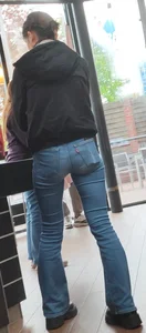 Two cute chicks in tight jeans at kfc and bk