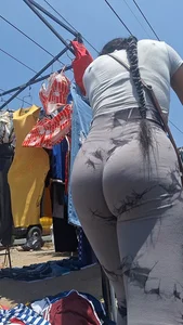 Stunning skinny butt with tight leggings showing VTL