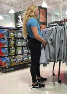 Sport store employees in leggings with amazing thick asses