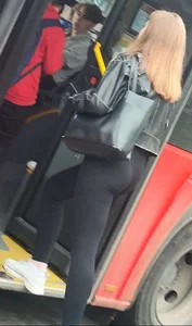 Pretty girl, black leggings, big ass, face