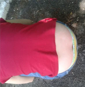 Teen Bend Over VPL Street Closeup Candid