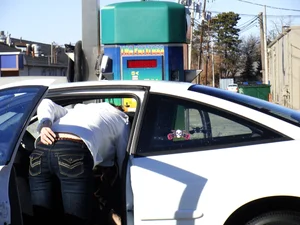 Some candid girls cleaning their cars in jeans and some showing ass crack