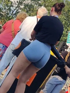 Beautiful german gym girl in babyblue TEVEO shorts