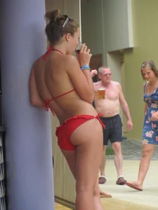 Sexy girl with a nice ass in a red bikini