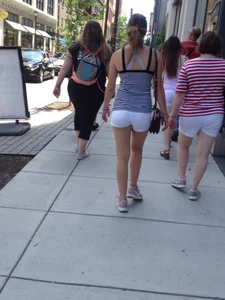 Philly girl with a nice ass in white shorts with vpl