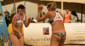 Beach volleyball babes in bikinis
