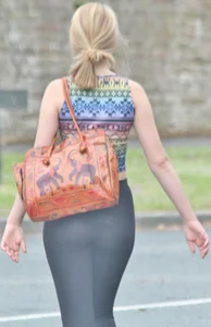 Cute blonde in tight leggings VPL