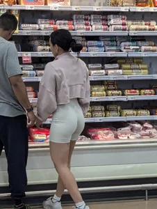 Petite baddie in tight white shorts