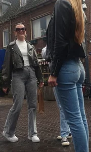 Various hot butts in tight jeans on the street and inside cafes, some teens too