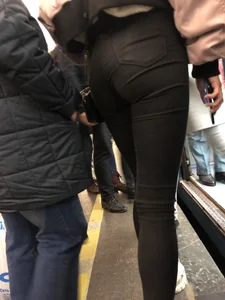 Cute Ass in Tight Black Jeans Subway Closeup Creepshot