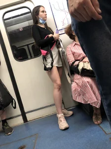 Cute Teen in Shorts, a Top and Sneakers Subway Huge Creepshots Collection