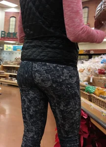 Skinny blonde milf grocery shopping in leggings