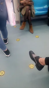 Crossed Legs in Black Pantyhose in a Subway Train Creepshot