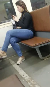 Nice crossed legs in jeans public train creepshot