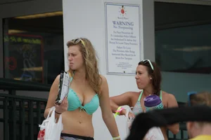 Saint Patrick's Day girls in bikinis at Deerfield Beach in Florida