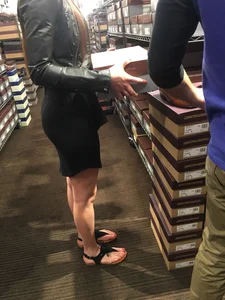 Candid Girl in a Skirt and Sandals at the Store Creepshot