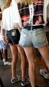 Teens in shorts shorts…tiny butt cheeks