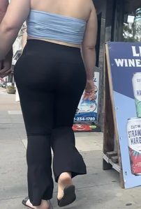 Thick Portuguese Baddie with a BBL in spandex flares