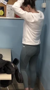Variety of candid sexy ass in grey leggings creepshots