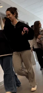 More Shots Of The Somewhat Jiggly College Girl In Loose Grey Sweats