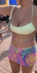 Festival Teens 7: Skinny blonde teen in blue bikini, perfect perky BOOBS on stunning brunette, perfect ass for worship in thin fishnets (my fav kind of ass)