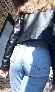 Teen in blue jeans. Do you like these little butts?