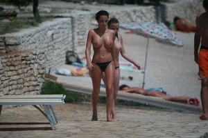 3 amazing topless girls on a nudist beach
