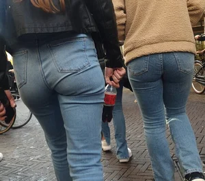 Various hot butts in tight jeans on the street and inside cafes, some teens too