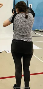 Chubby Candid Female Photographer in Leggings Creepshot