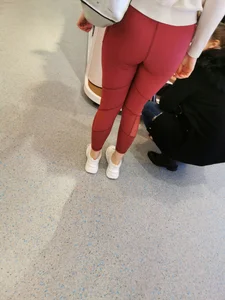 Nice ass in tight red leggings shopping