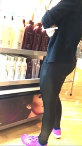 Girl with Hot Fit Legs in Leather Leggings Store Creepshots Gallery
