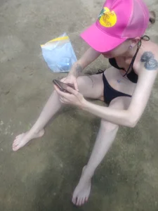 Very skinny and slim girl in a swumsuit beach creepshot