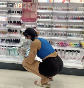 Spandex shorts squatting