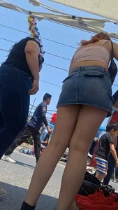 [oc] Beautiful lady with nice legs and sexy denim skirt