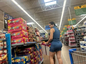 Big booty Latina in short blue dress (oc)