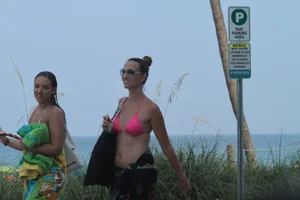 Sexy Florida beach bikini girls, some topless